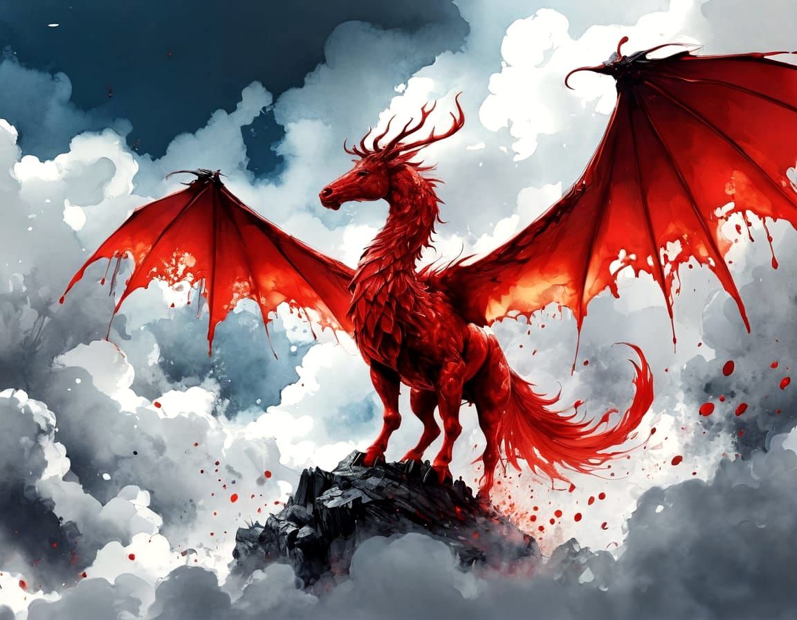 Monochrome Red Ink Illustration