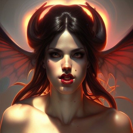 Homoerotic Succubus Portrait in Hyperdetailed Style