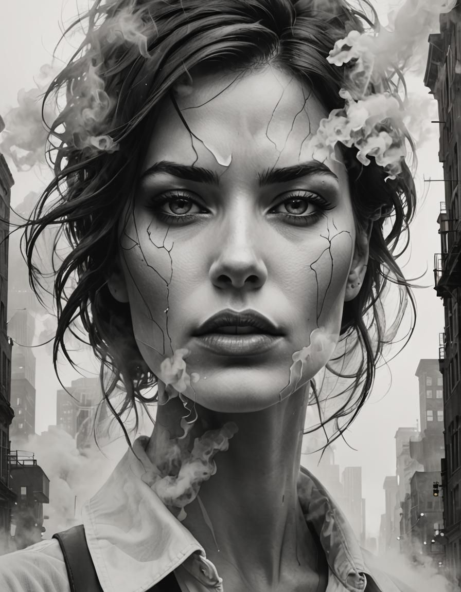 Mujer entre niebla