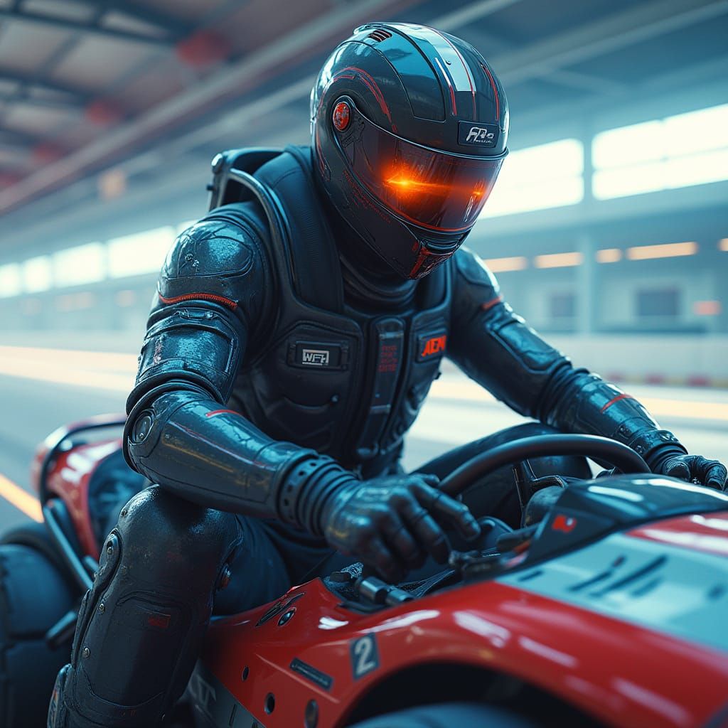 Robot Racer in Futuristic Sci-Fi Style