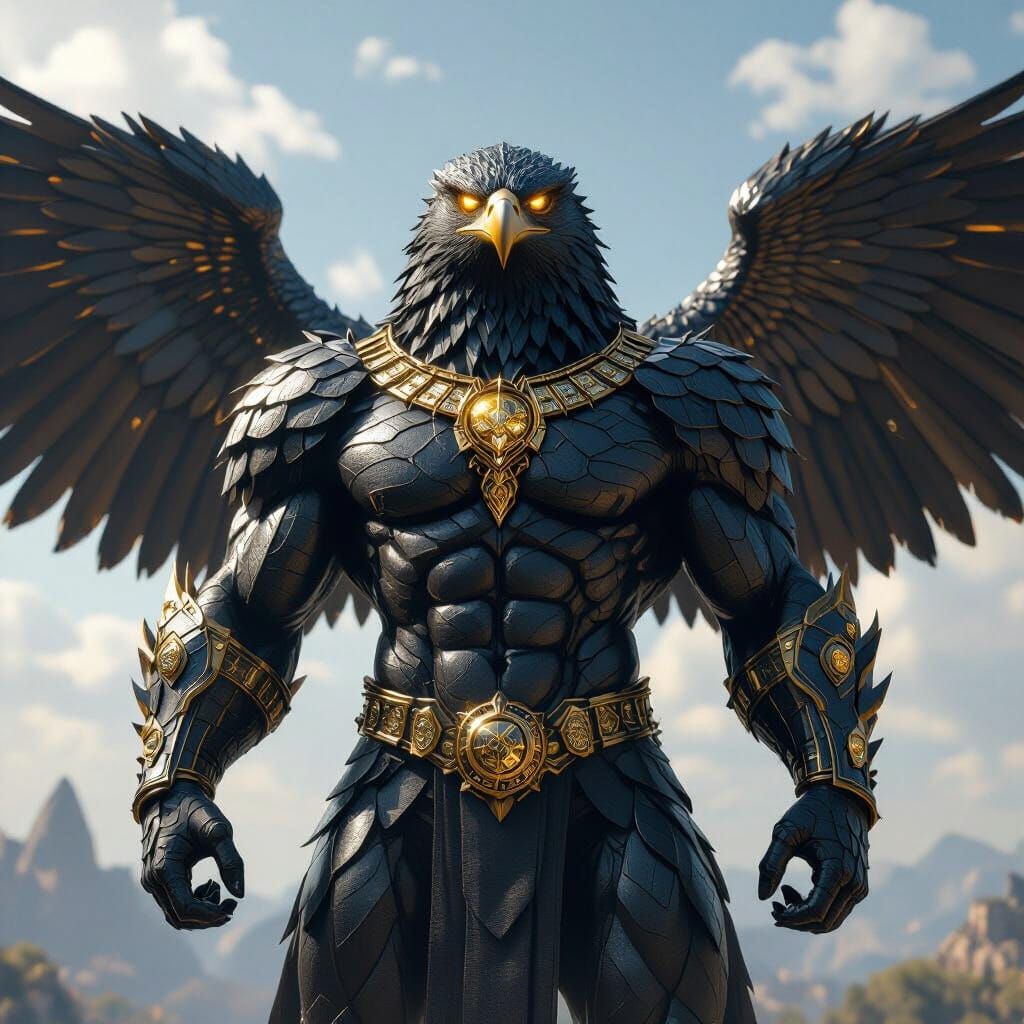 Obsidian Eagle-Reptile Overlord with Hulk Physique