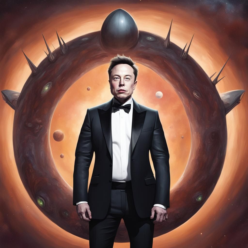 Hybrid Gremlin Portrait of Elon Musk in Space