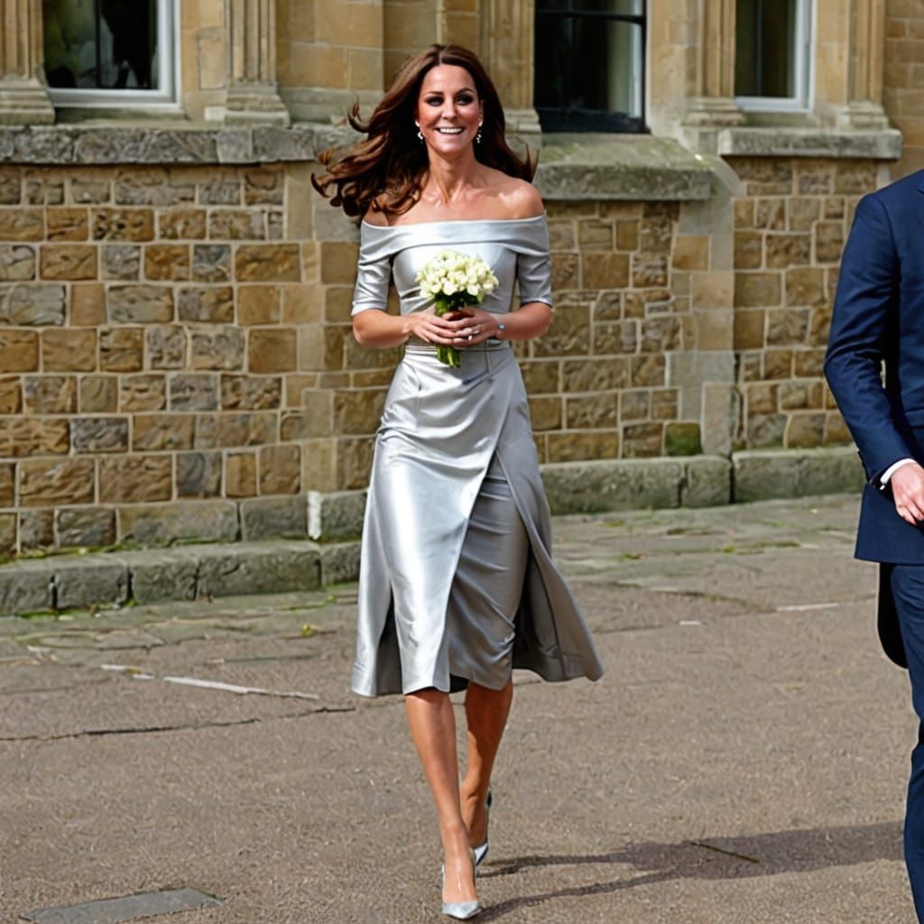 Kate Middleton in Elegant Silver Gown