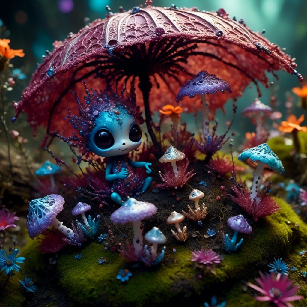 Filigree Flowform Fairies Playing in Fractal Garden