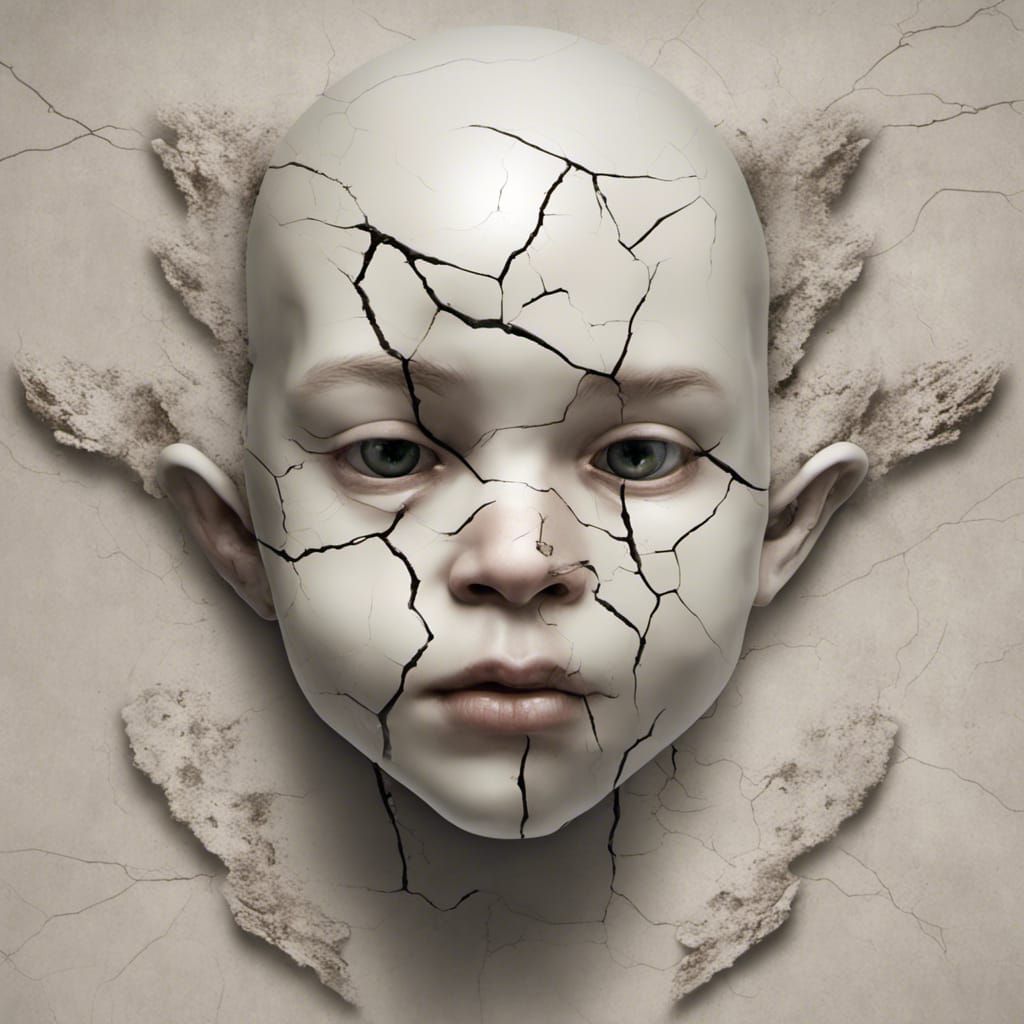 Eerie Cracked Porcelain Cherub Mask in GTA Style