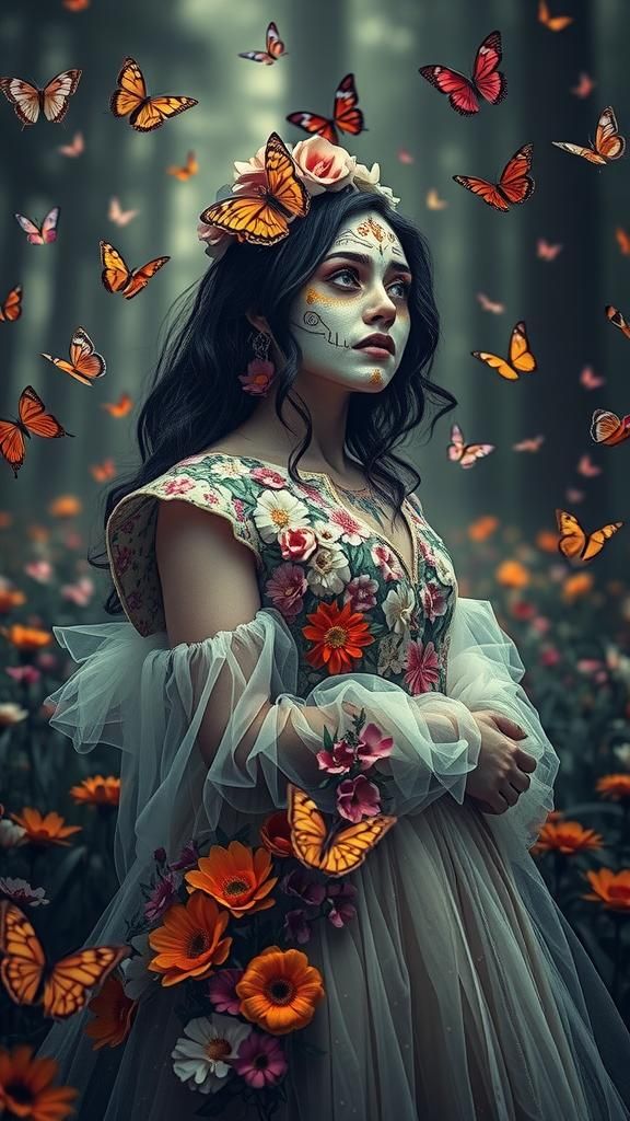 Woman with Día de los Muertos Face Paint