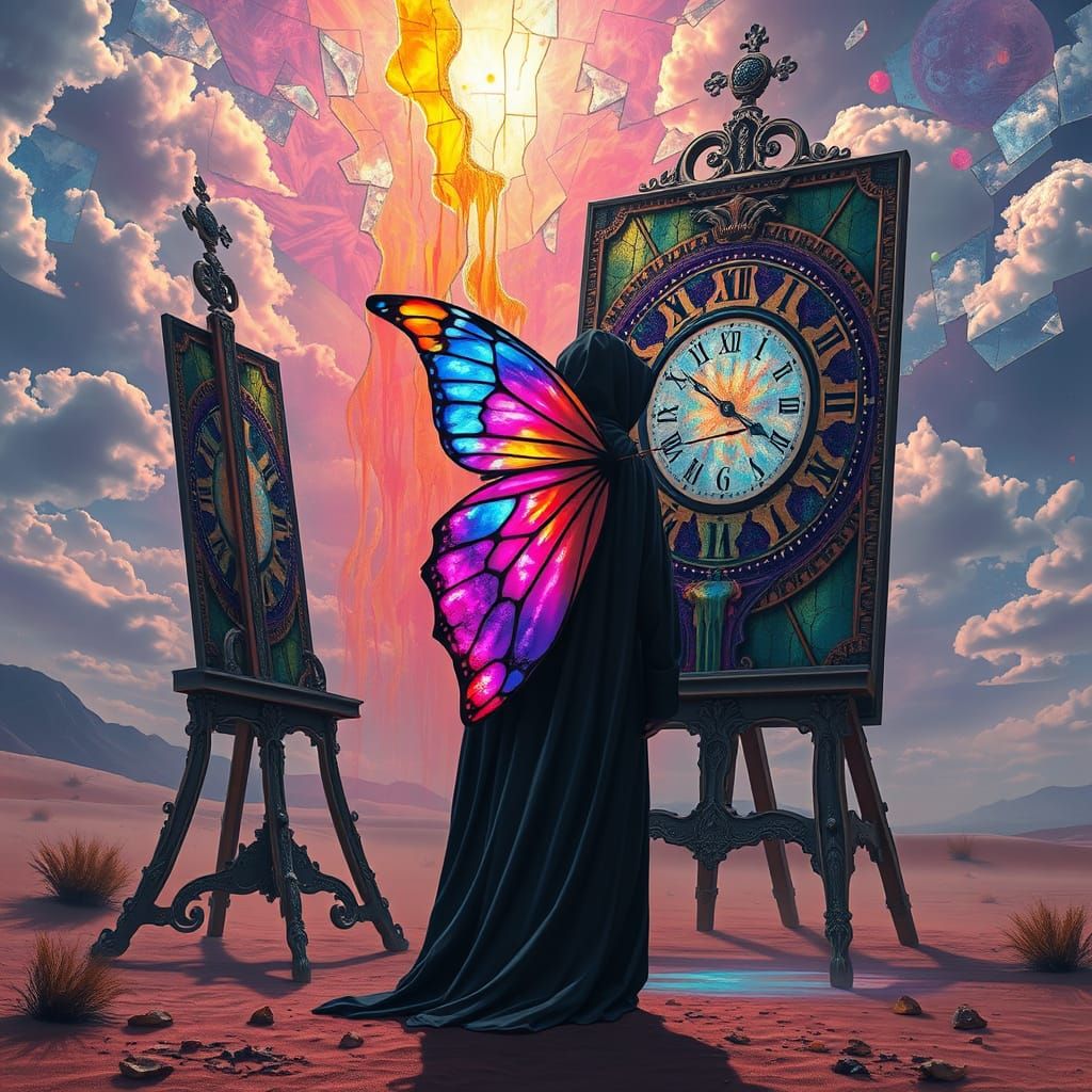 Surreal Desert Easel Paints Itself