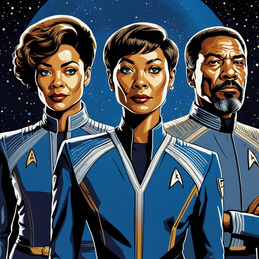 Star Trek Discovery Characters in Art Deco Style