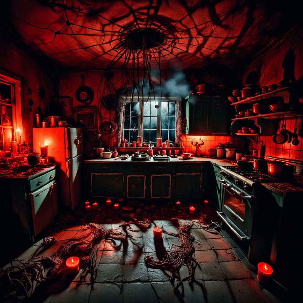 Eerie Halloween Kitchen in Surreal Fauvist Style