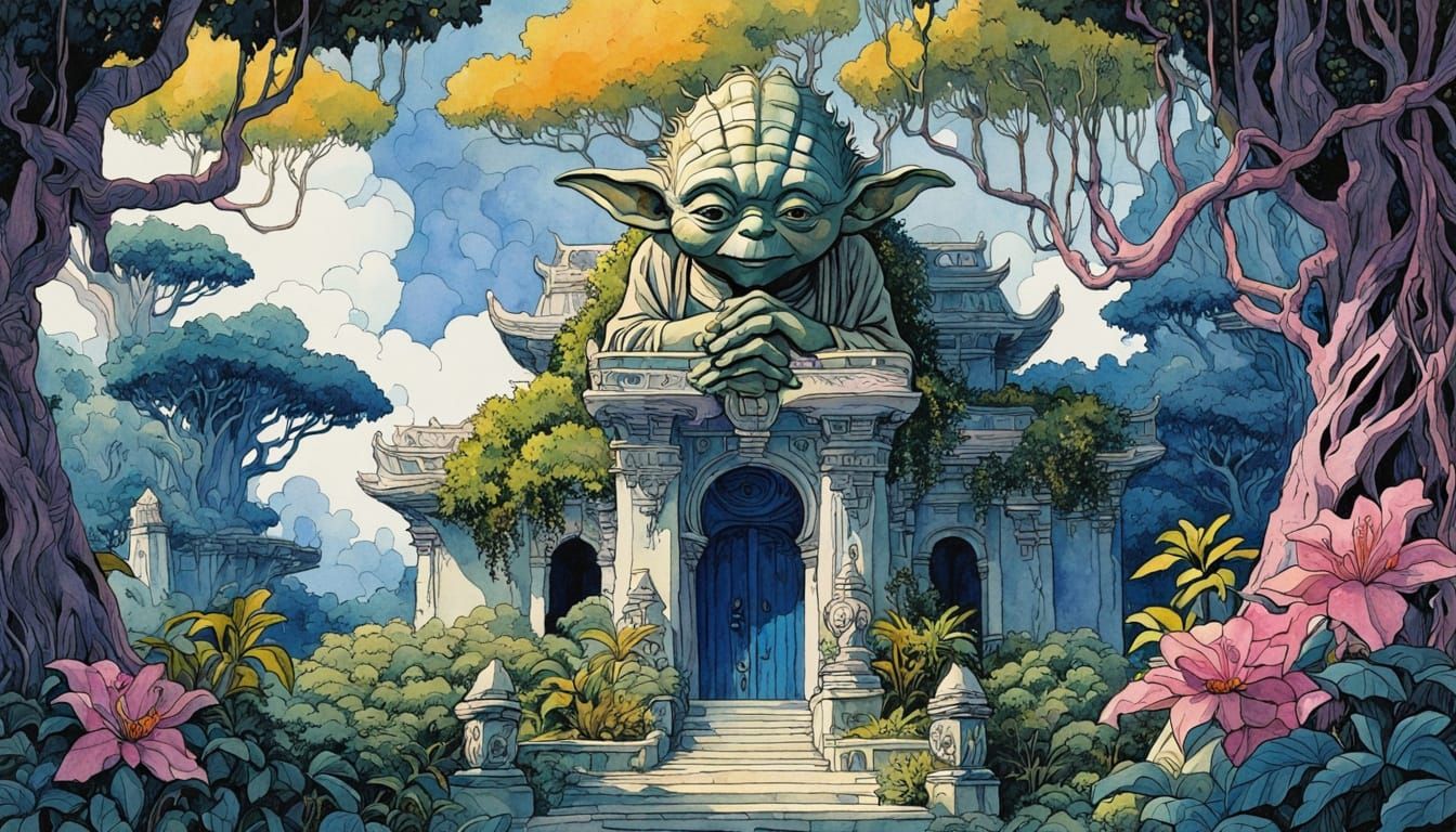 Yoda's Palace in a Lush Rainforest