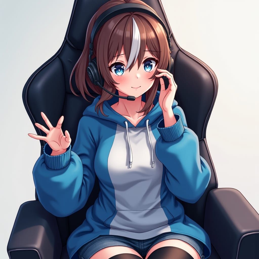 Anime Girl Gaming with Heterochromia Eyes