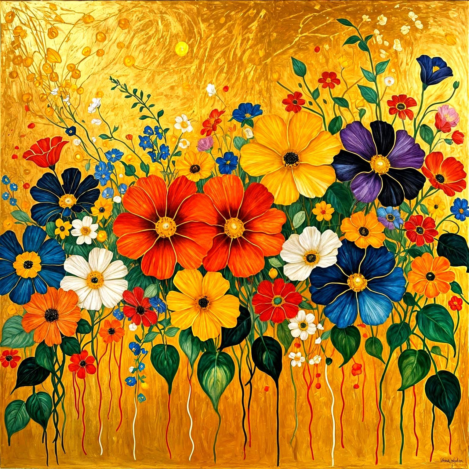 Vibrant Flower Garland in Warm Golden Light