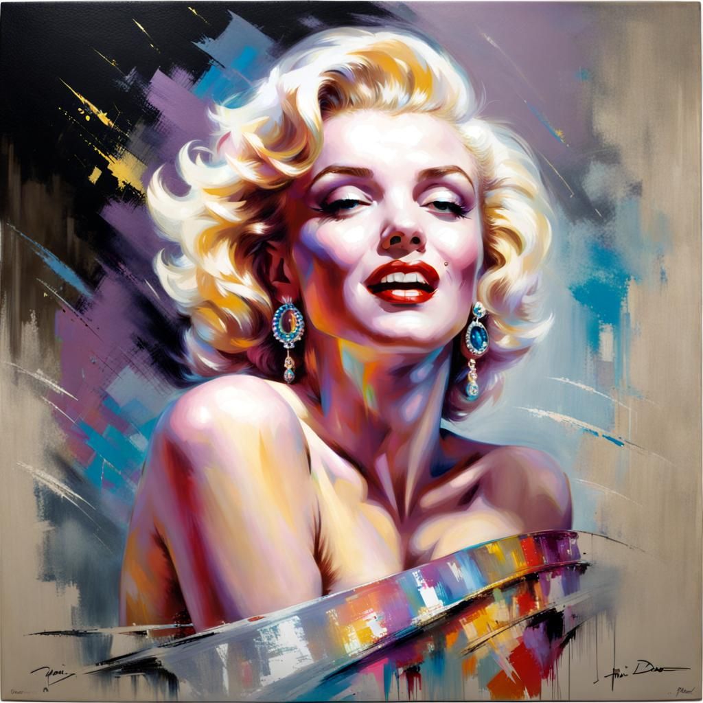 Holographic Marilyn Monroe Portrait in Painterly Style