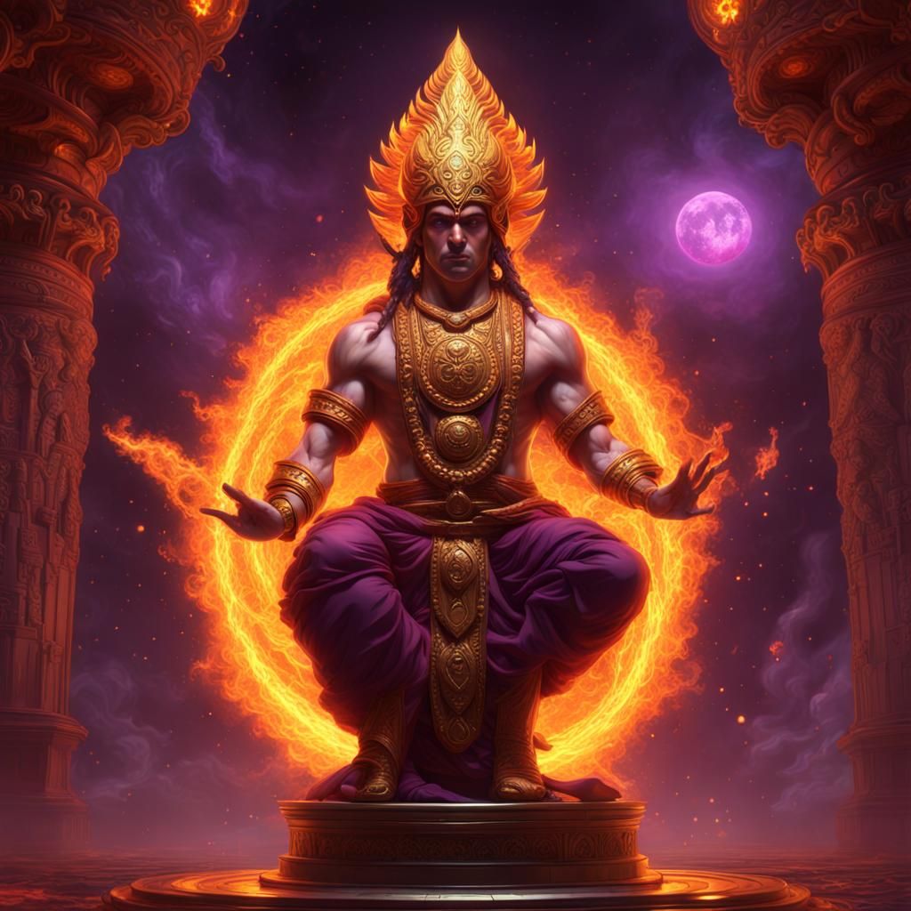 Agni: The Fire God in Dark Fantasy Art