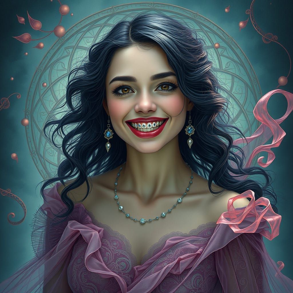 Dreamlike Portrait of a Woman in a Flowing Gown