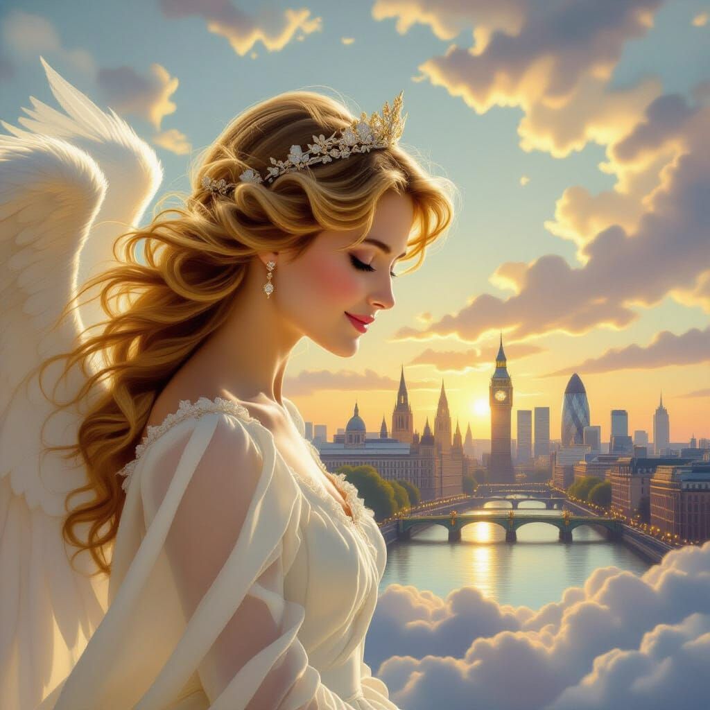 Princess Diana as Angel Overlooking London