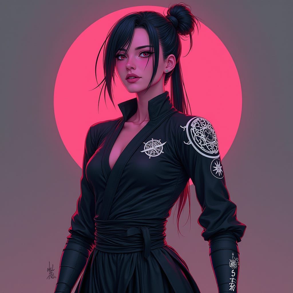 Pink-Skinned Jujutsu Sorcerer in Dark Fantasy Style