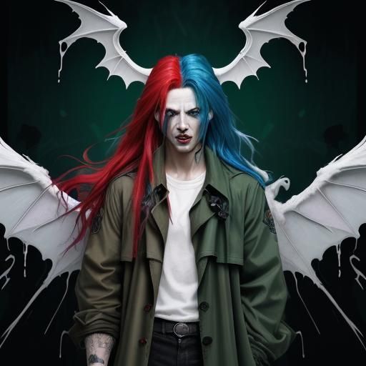 Red-Haired Demon Angel in Graffiti Art Style