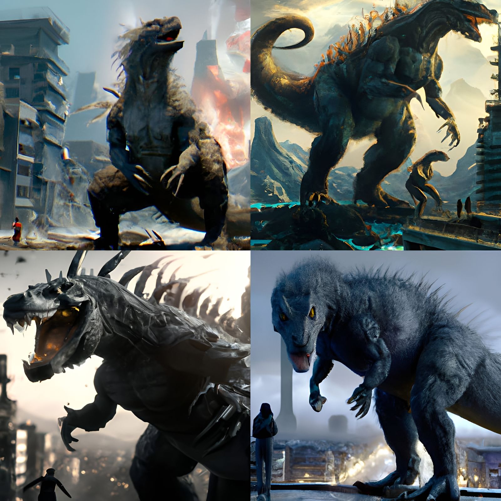 Zombie Godzilla in Dark Fantasy Concept Art