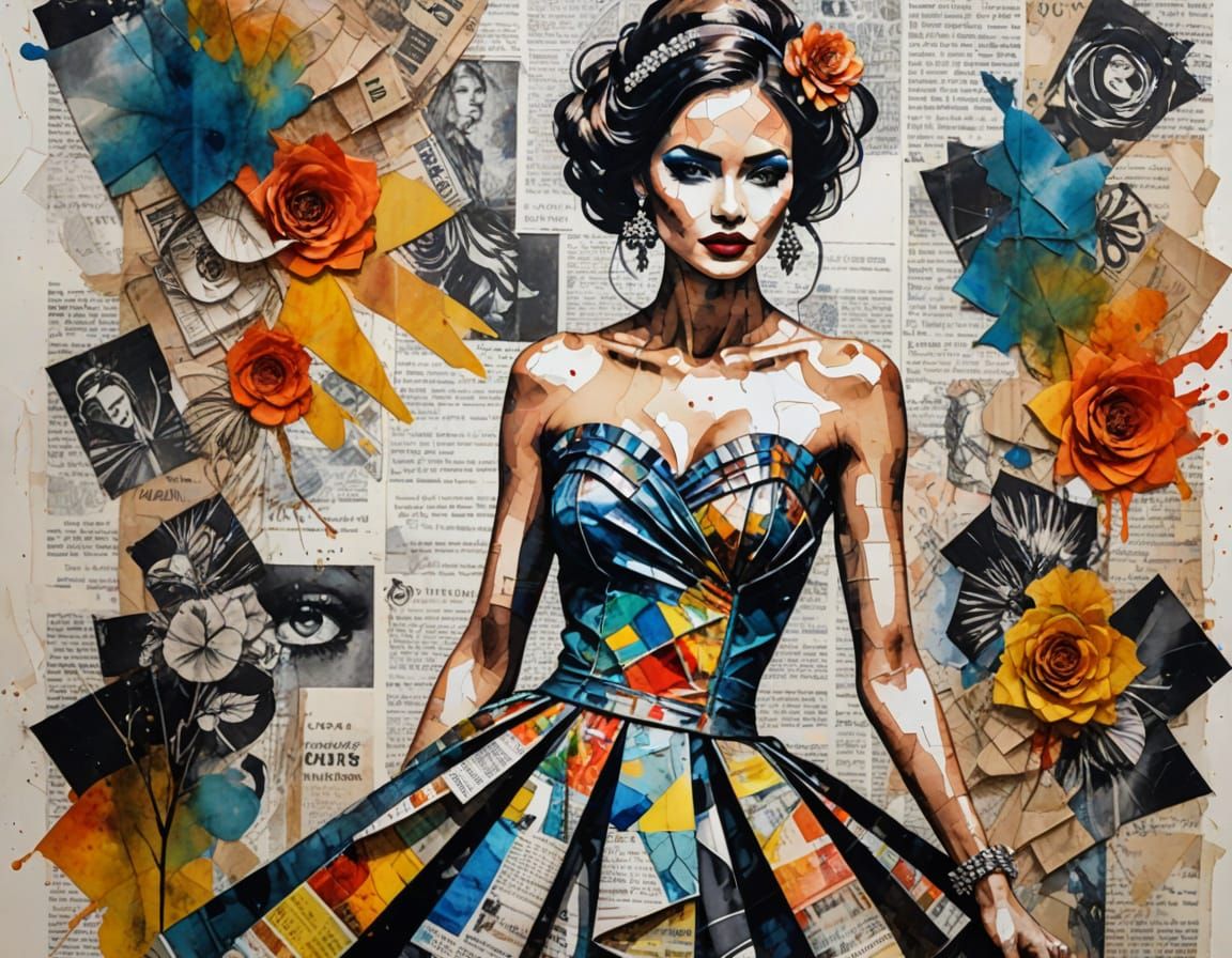 High Fashion Woman in Newspaper Comic Dress