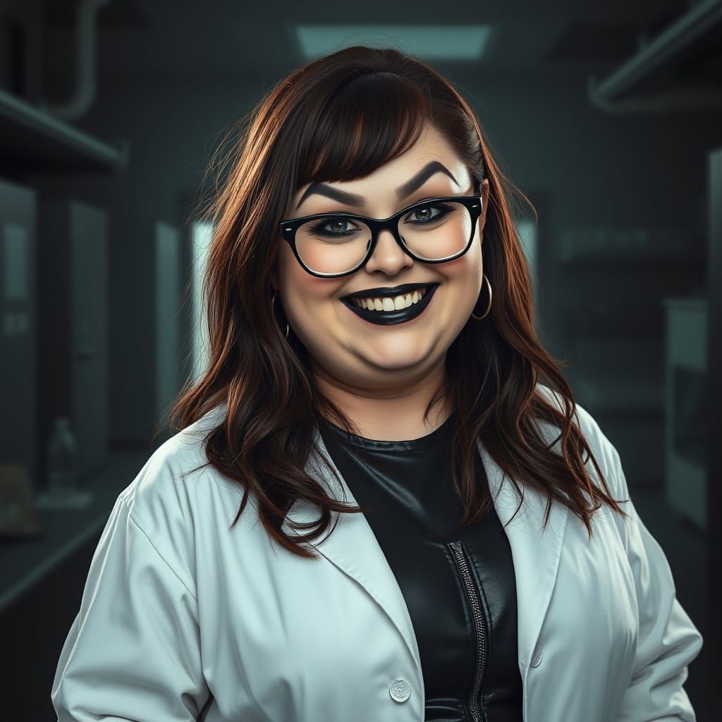 Gothic Beauty in Dark Lab Attire