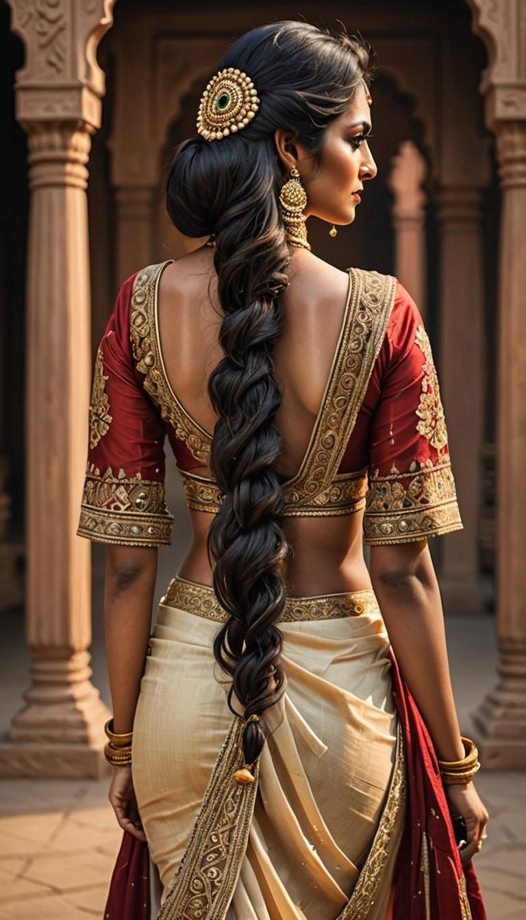 Sensual Indian Woman in Traditional Dress, Photorealistic