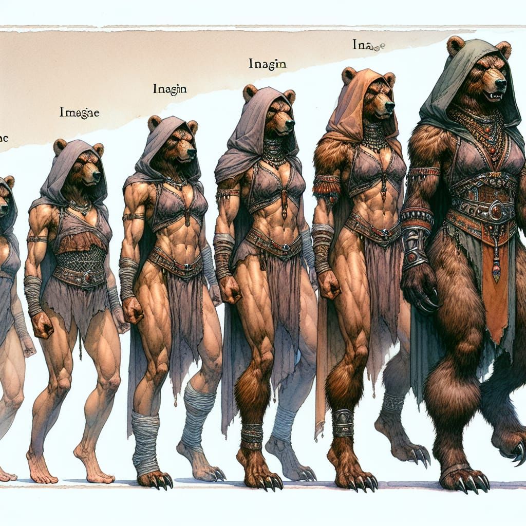 Fantasy Druidess Shapeshifting Sequence in Watercolor Style