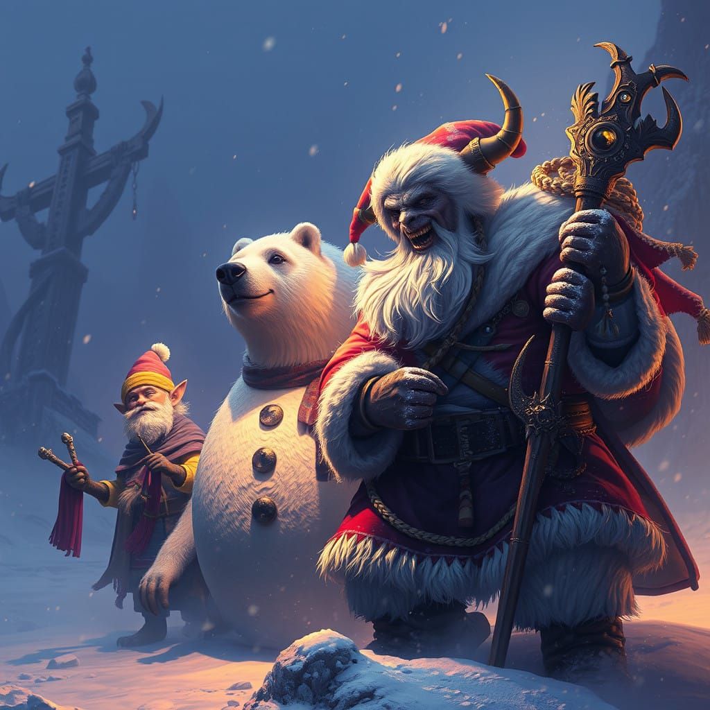 Dark Fantasy Holiday Masterpiece: Polar Bear and Unholy Alli...