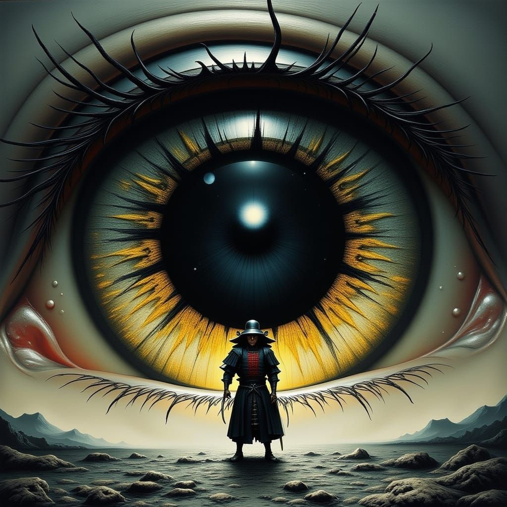 Samurai in Giant Eye: Dreamlike Japanese Art