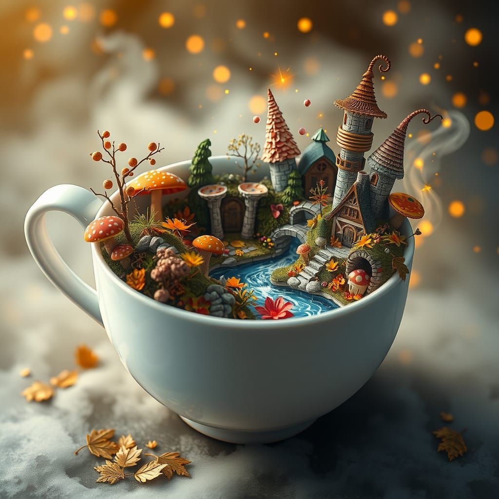Autumn Fantasy World in a Teacup