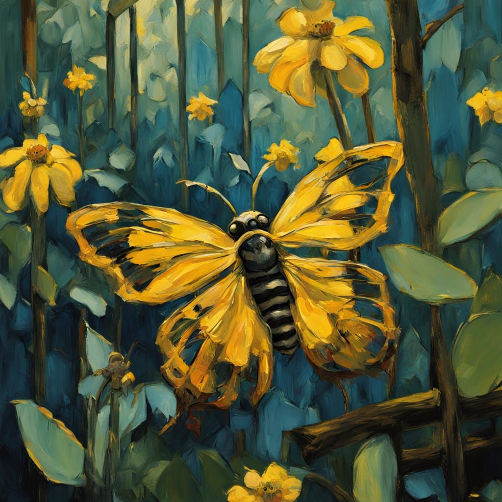 Vibrant Shield in the Woods, Close-Up in Fauvist Style