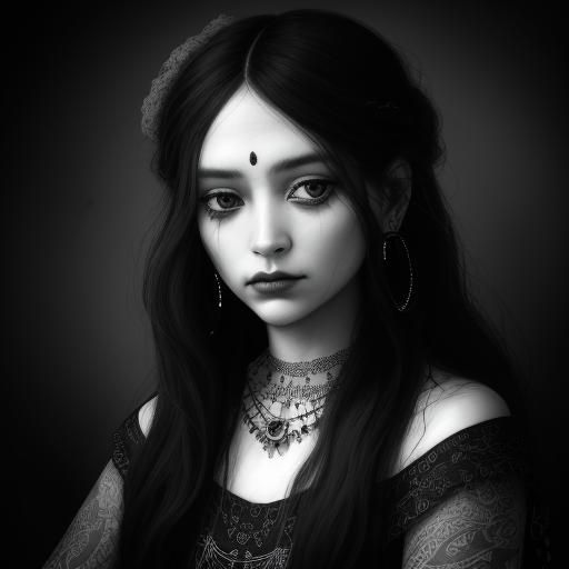 Bohemian Woman Charcoal Drawing with Handwritten Text