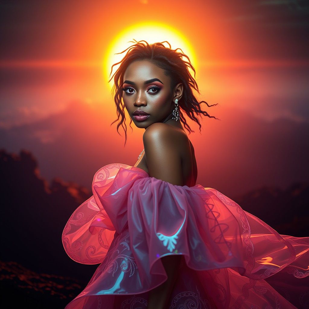 Iridescent Beauty in Doppler Effect: Cyberpunk Fashion Portr...