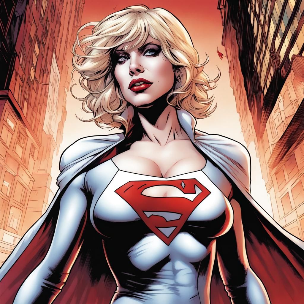 Courtney Love as Powergirl in Comic Book Style