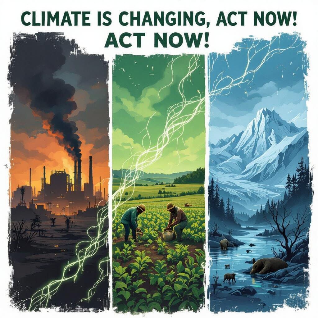 Climate Change Triptych: Industrial Destruction to Hopeful F...