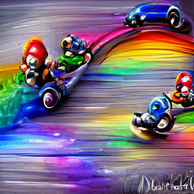 Rainbow Road DNA: A Mario Kart Fine Art Piece