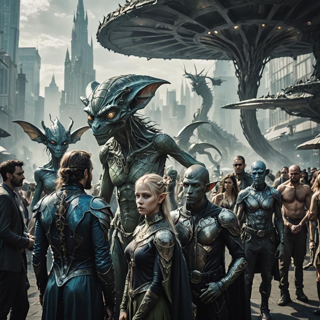 Cryptoterrestrial City: A Hyperrealistic Alien Gathering