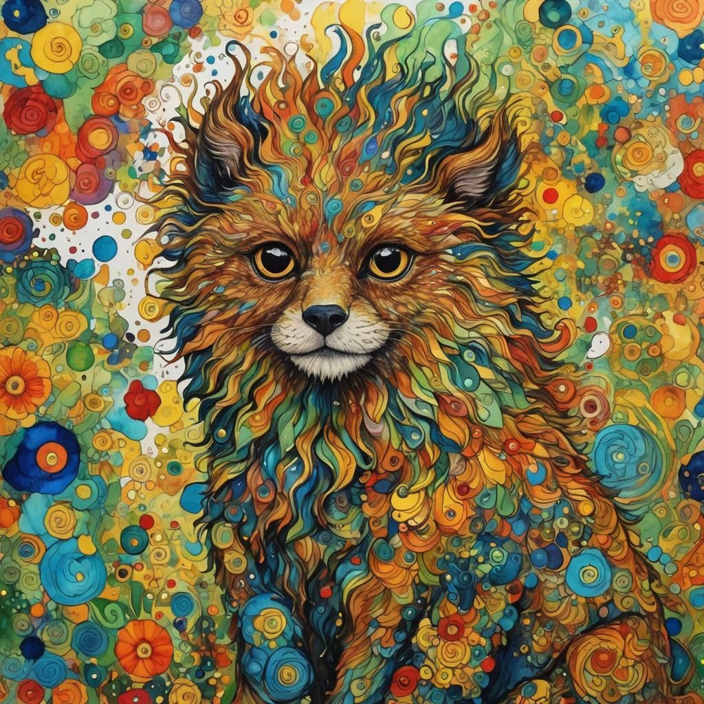 Hyperdetailed Griffin in Klimt and Van Gogh Style