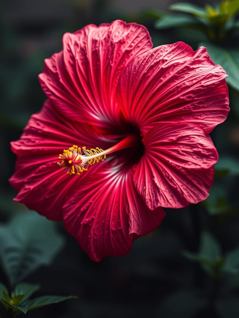 Vibrant Hibiscus Bloom in Hyperrealistic Detail
