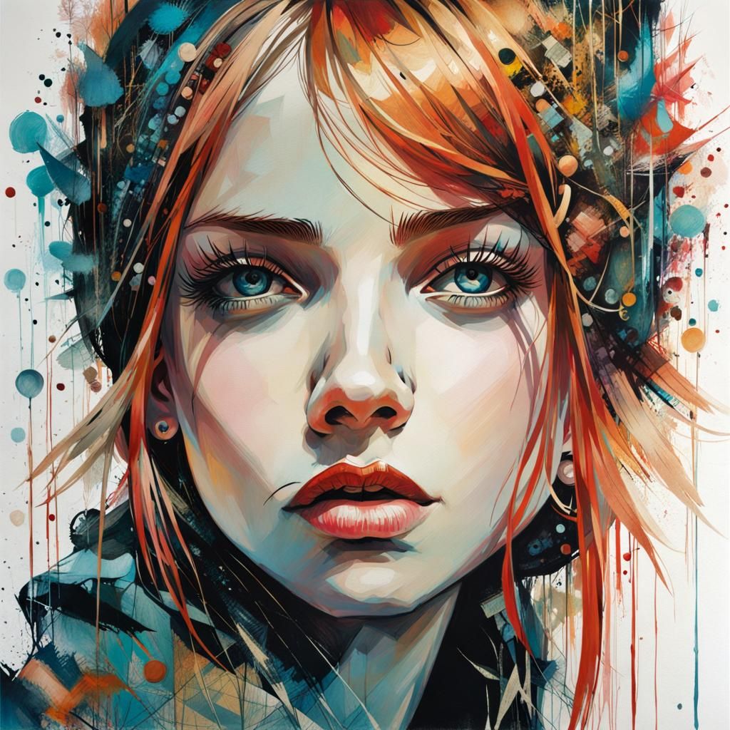 Girl in Art Brut Style Digital Art