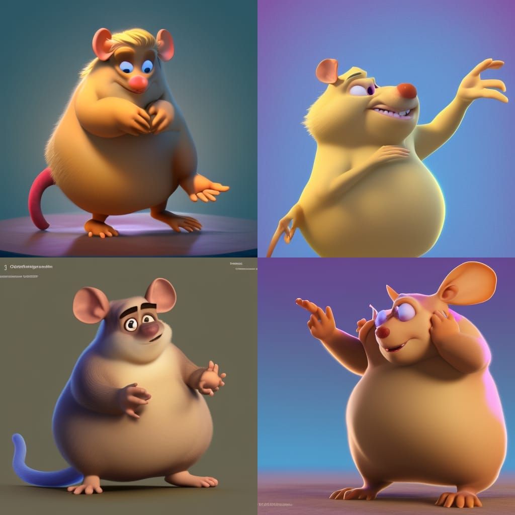 Blonde Haired Fat Rat in 3D Digital Art