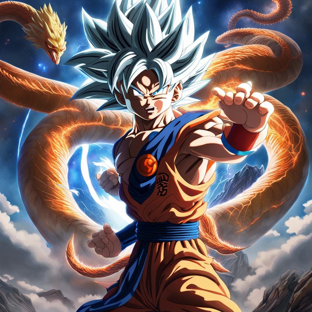 Goku Ultra Instinct on Namek with Shenron