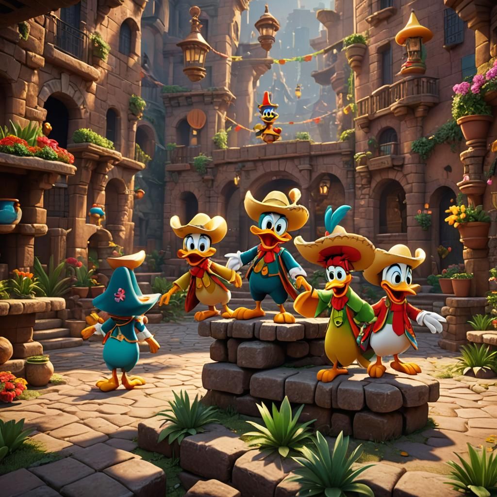 The Three Caballeros in 3D Game Cinematic Style