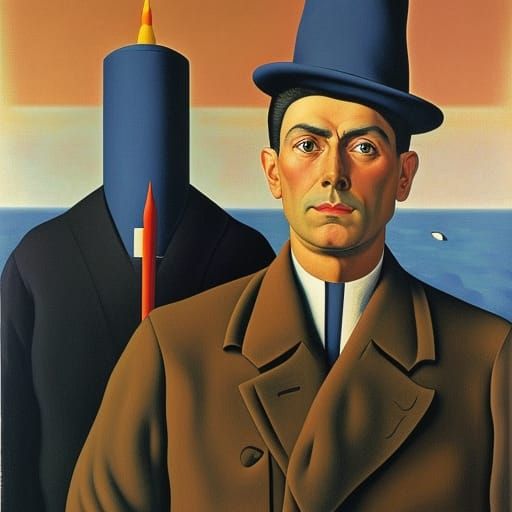 Kibalchich Portrait with Rocket, in Retrofuturist Style