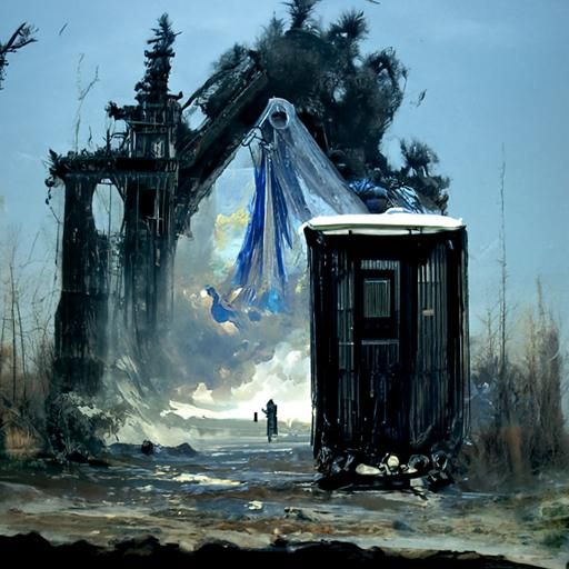 Broken TARDIS in Gothic Horror Style