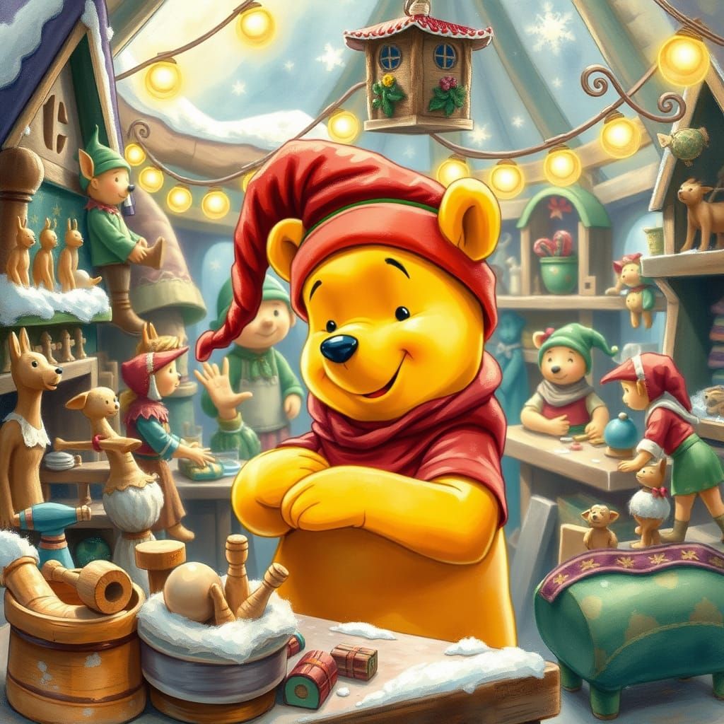 Winnie the Pooh Helps Santa's Whimsical Workshop Elves