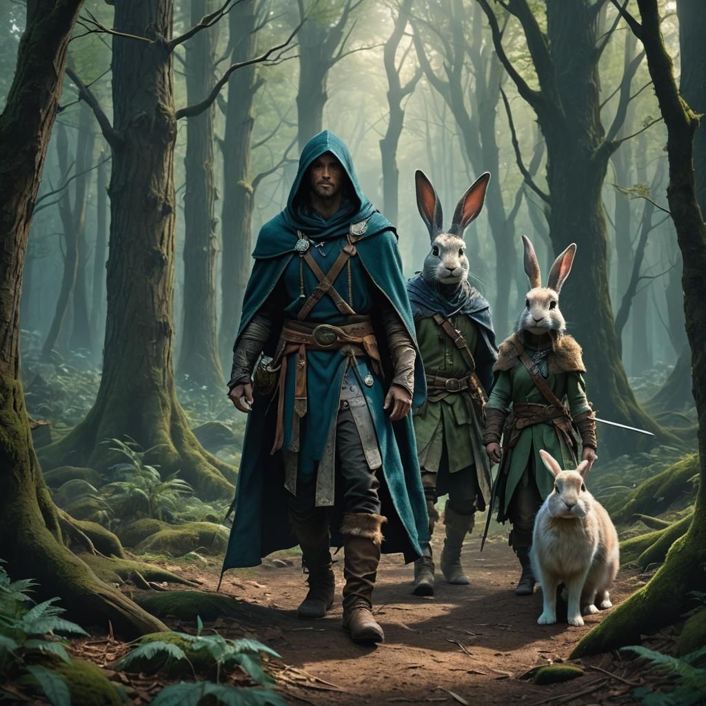 Fantasy Trio in Mystical Forest Landscape