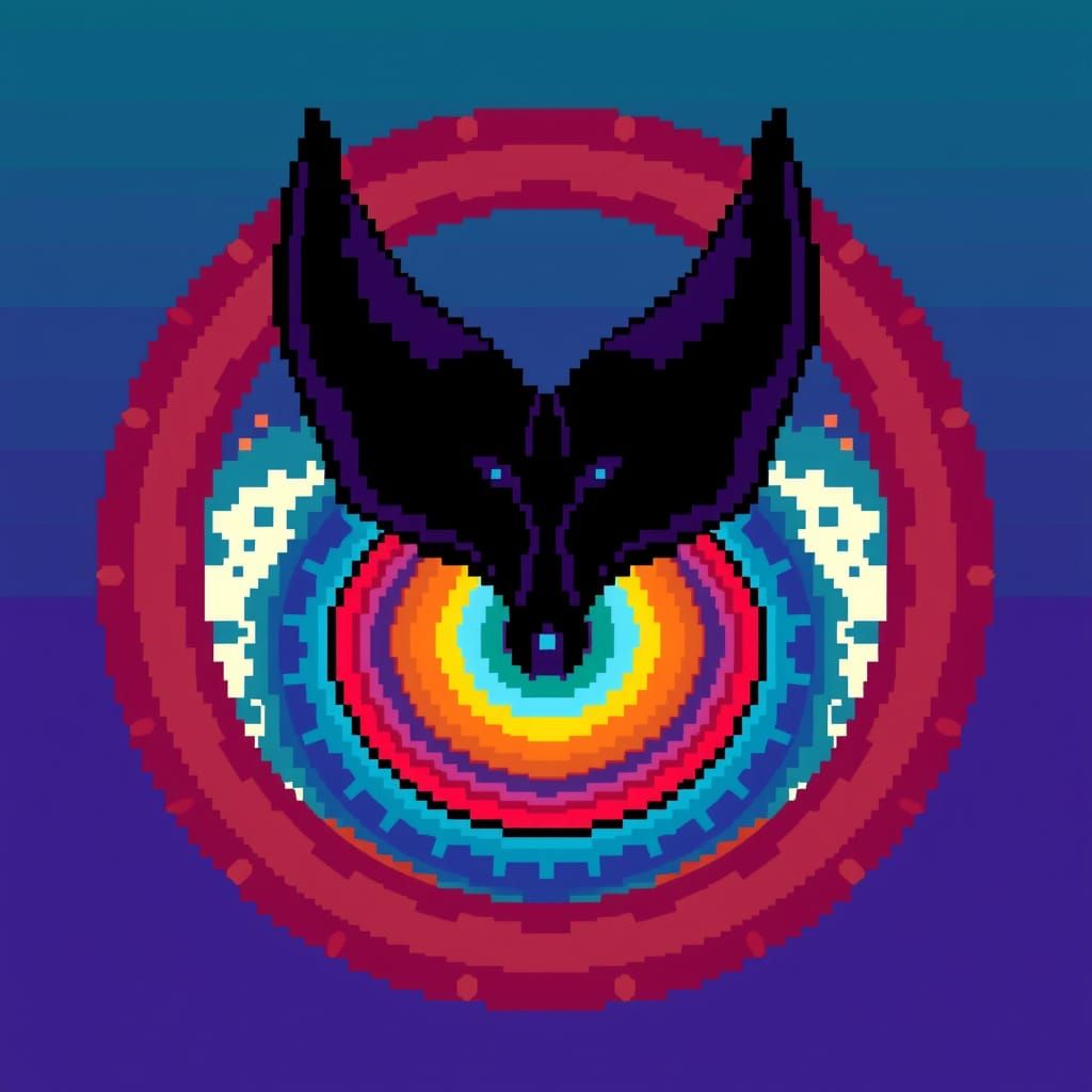 Vibrant Fauvist Pixel Art Depicts Ouroboros in Cycle