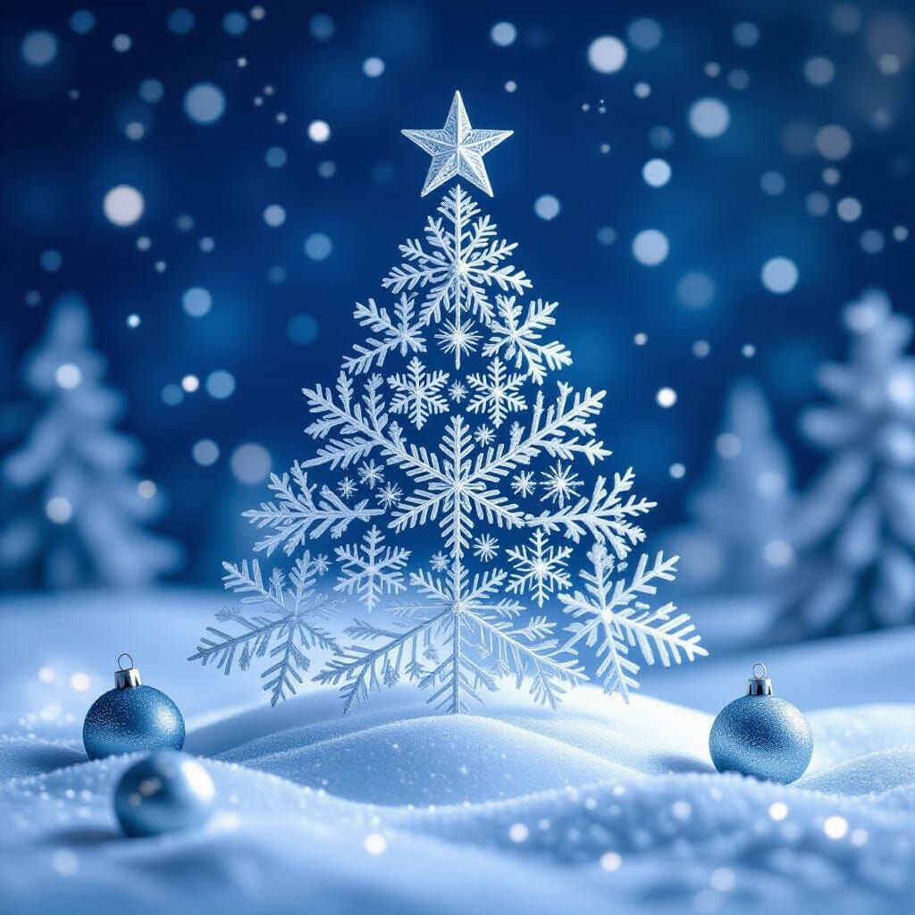 Intricate Snowflake Art Forms Magical Christmas Scene