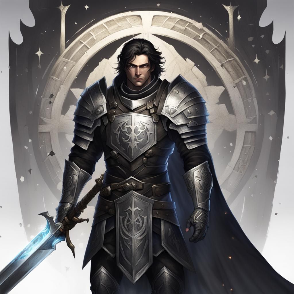 Fallen Aasimar Paladin of Shadows in Black Armor